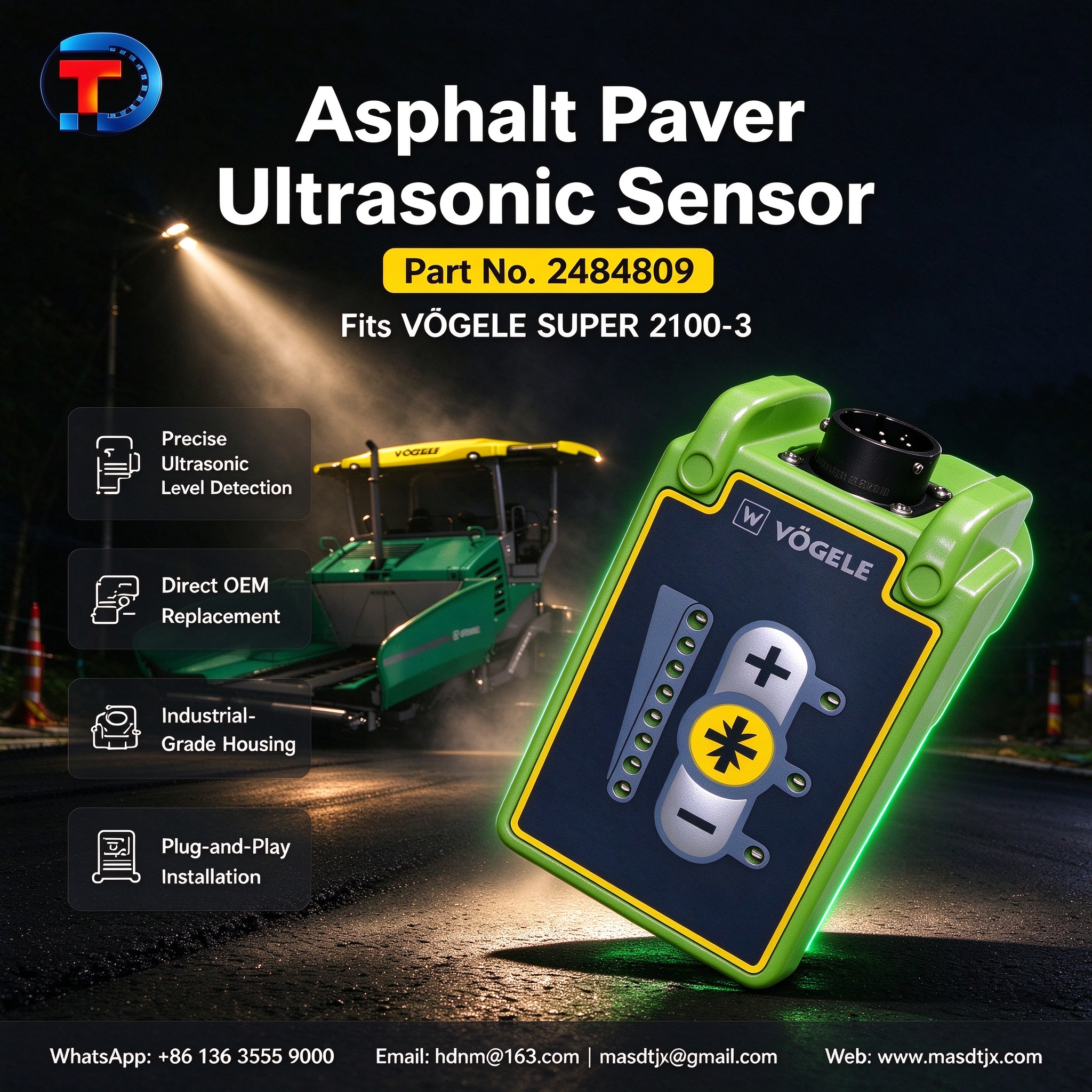 Asphalt Paver Ultrasonic Sensor | Precision Parts for Auto Leveling System Manufacturer