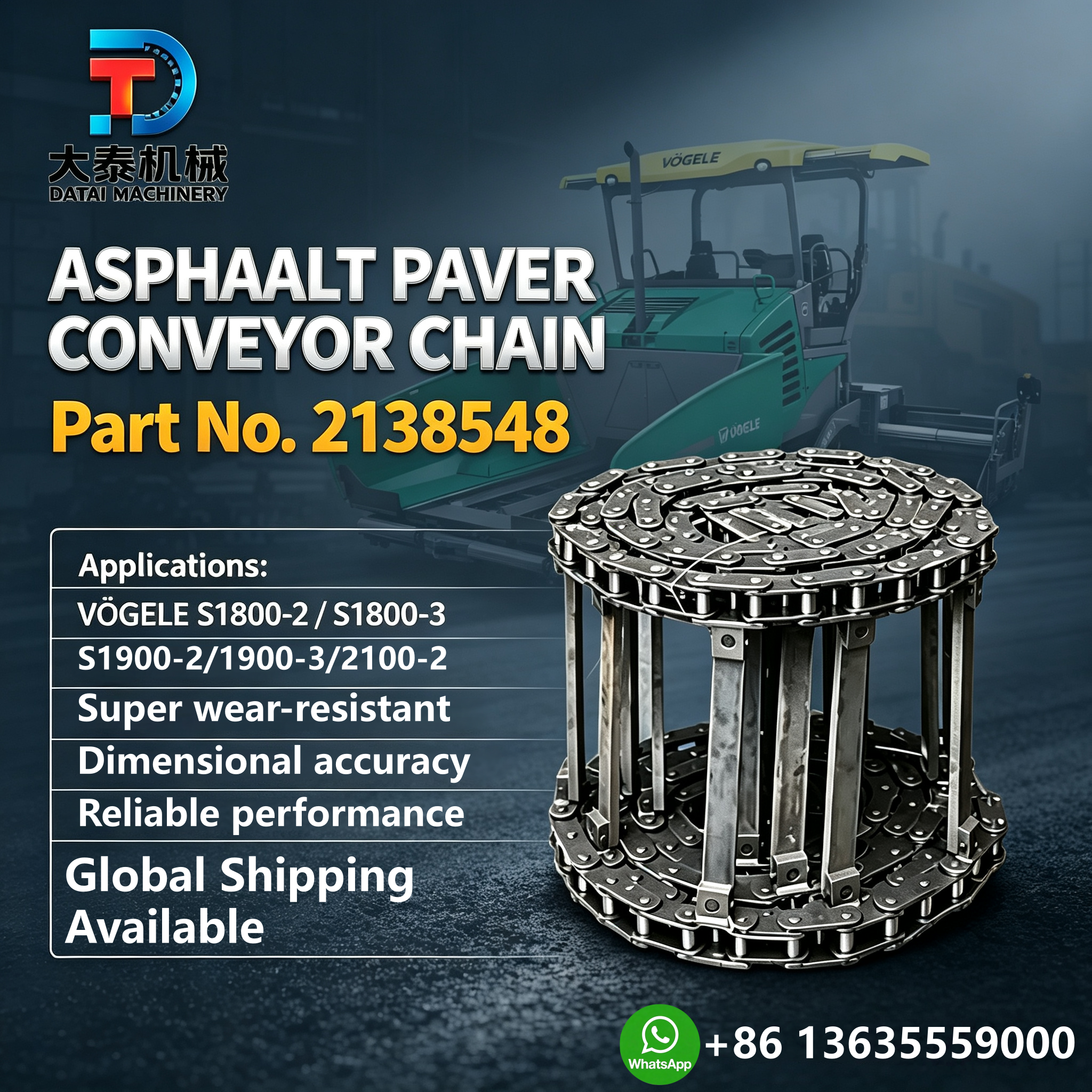 Asphalt Paver Conveyor Chain | Heavy-Duty Scraper Chain for Asphalt Feeding System