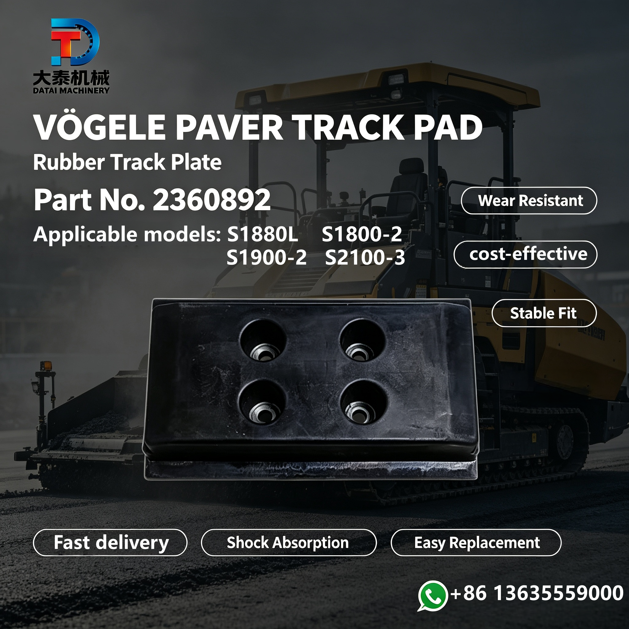 Asphalt Paver Track Shoe | Crawler Track Plates for Vögele, Dynapac, Bomag, Caterpillar, XCMG & Sany Asphalt Pavers